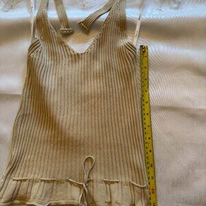 Vintage 90's Forever 21 Tan Ribbed Halter top, finished with a sweet ruffle